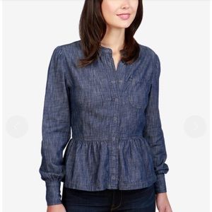 Lucky Brand Dark Denim Peplum Blouse Size 6